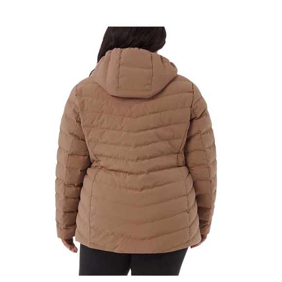 Women's 32 Degrees 3X 3XL Power Tech Jacket Coat Quilted Brown Lightweight Hood - Picture 4 of 13
